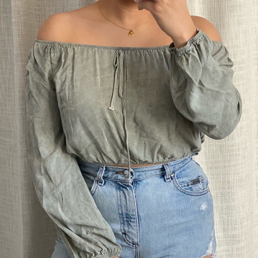Green Off the Shoulder Top